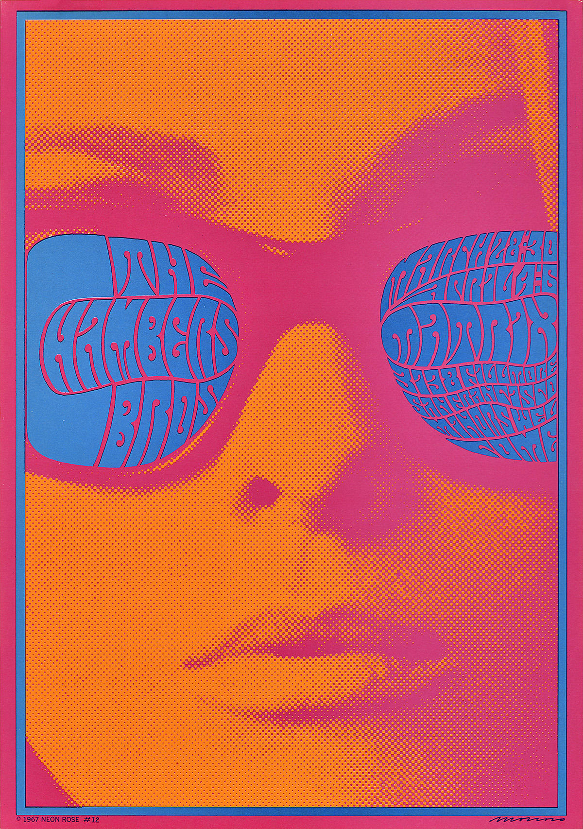 Photo-offset poster of a figure wearing sunglasses filled with text.