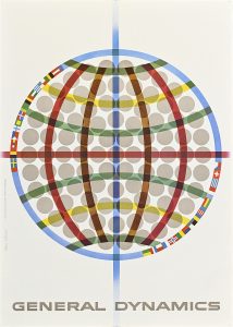 A poster of an abstract rainbow globe filled with dots on a white background