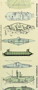 A poster featuring eight diagrams of different kinds of ships stacked in a vertical row