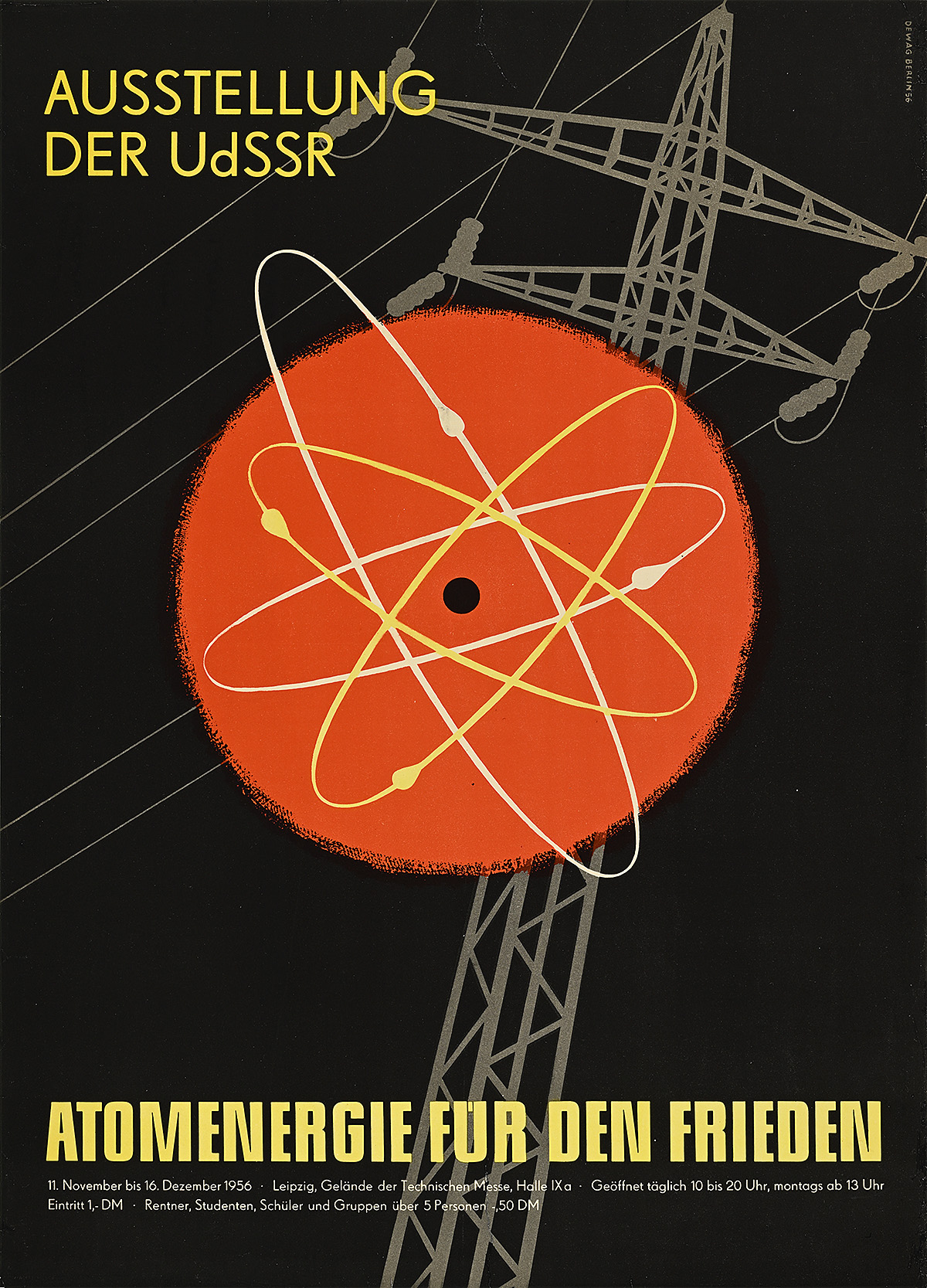 A poster of the atomic symbol on a black background.