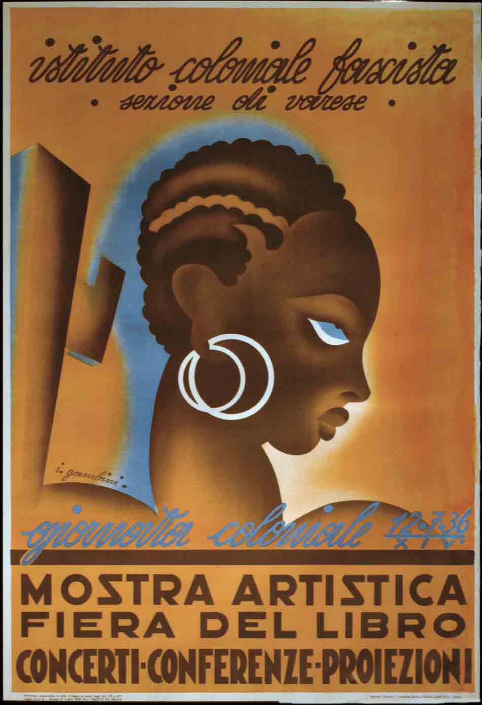 A poster of the profile of a Black female face with white hoop earrings and cursive text.