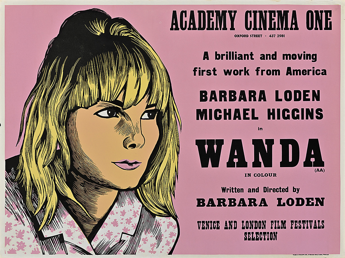 A poster of a blonde white woman looking to the right with a determined expression.