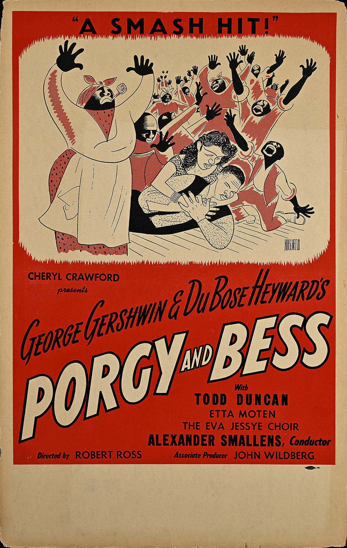 A poster with an illustration of a man and woman embracing on the ground surrounded by figures with their arms in the air.