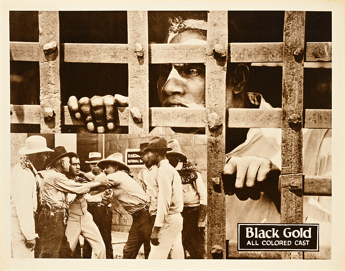 A close up of a man looking through a prison cell behind a smaller image of men arguing.