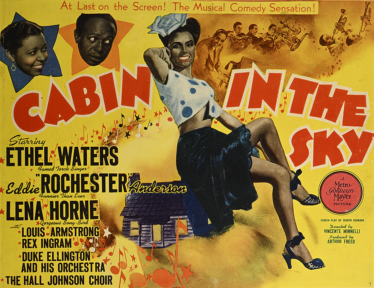 A young Black woman sitting with her legs crossed on a yellow background surrounded by musical notes.