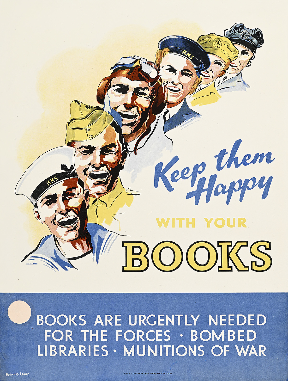 A poster of heads of several smiling uniformed men and women in a line.