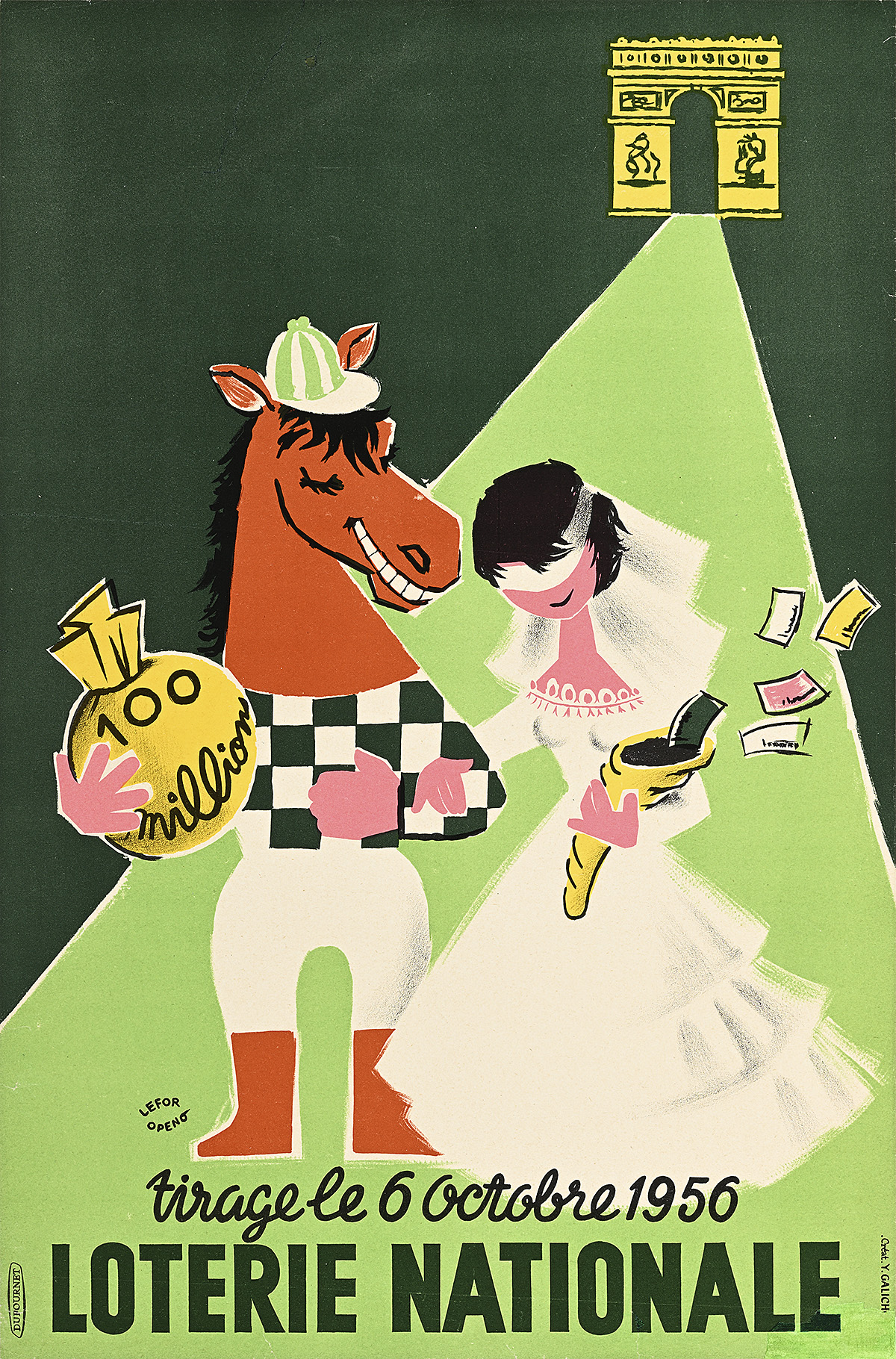 A poster of a woman in a white wedding dress standing next to a horse.