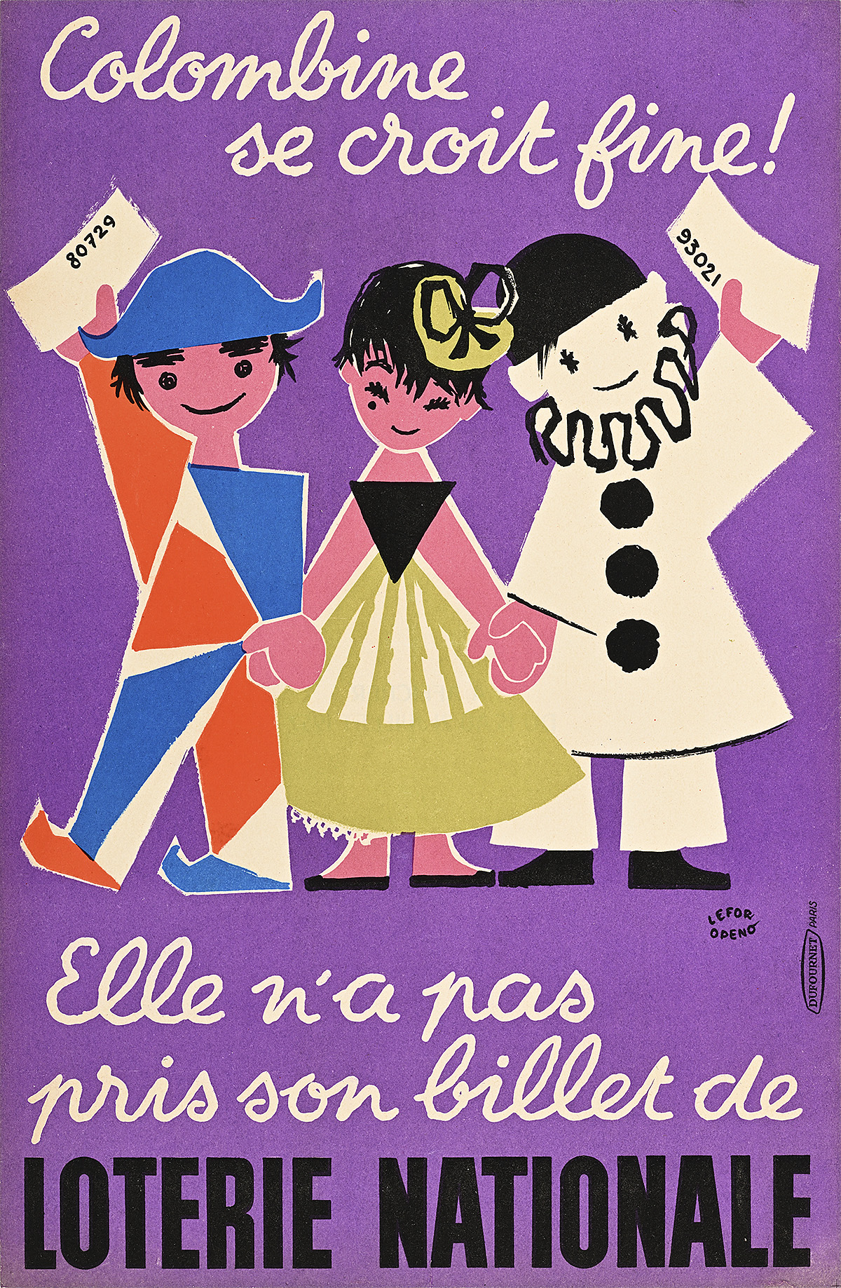 A poster of three cartoon figures holding hands on a purple background.